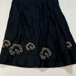 Swedish Elegant Black Skirt with Gold Floral Embroidery